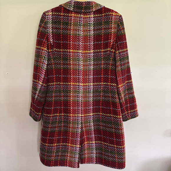 Tribal Plaid Women’s Wool Blend Single Breasted Coat Red/Green Bulgaria Made- 8 - Picture 8 of 10